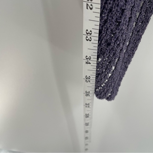 Coldwater Creek Purple Open Knit Cotton Linen Blend Long Sleeve Hi Lo Cardigan - Picture 8 of 9